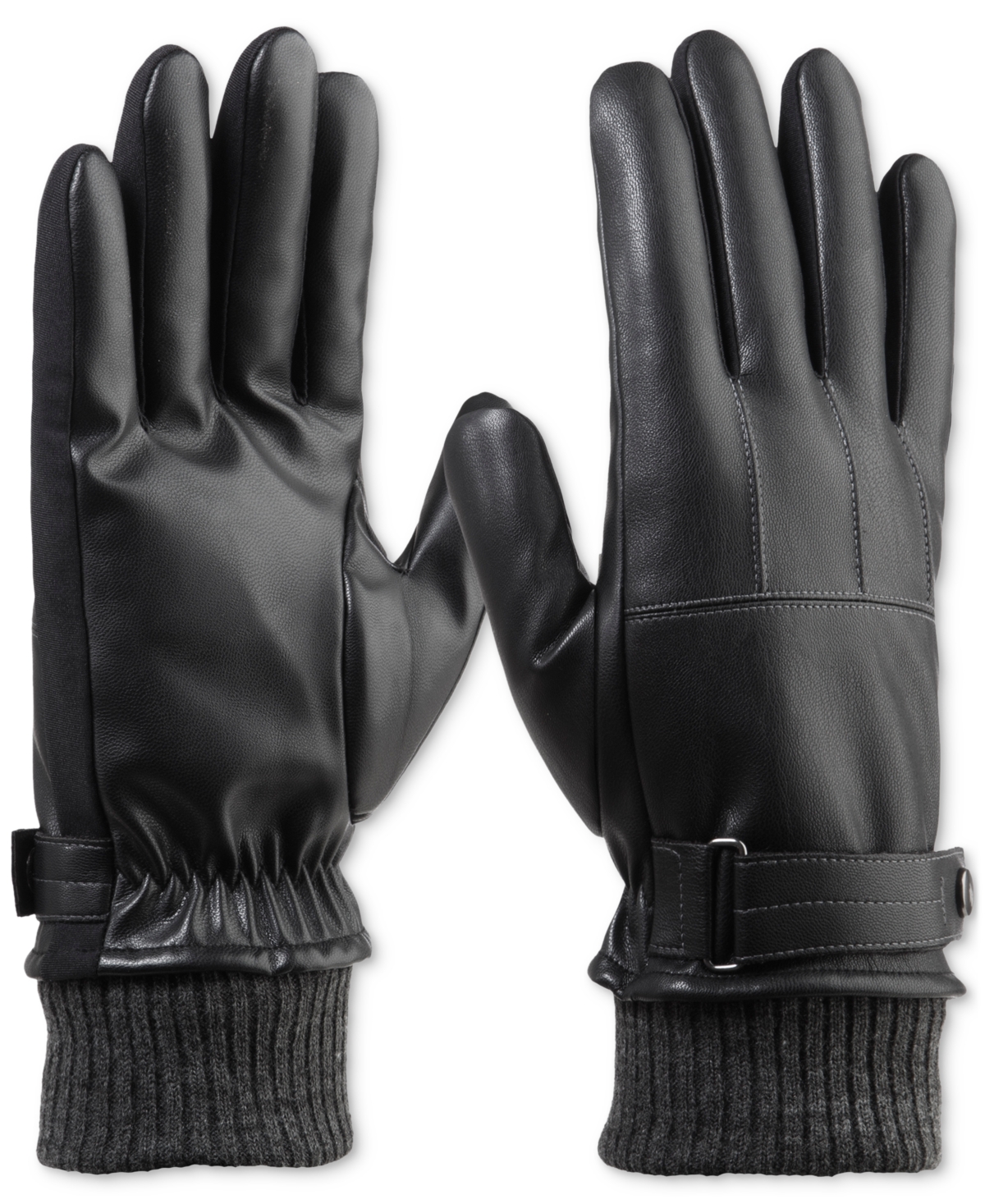 Men's Touchscreen Insulated Gloves with Knit Cuffs - Black