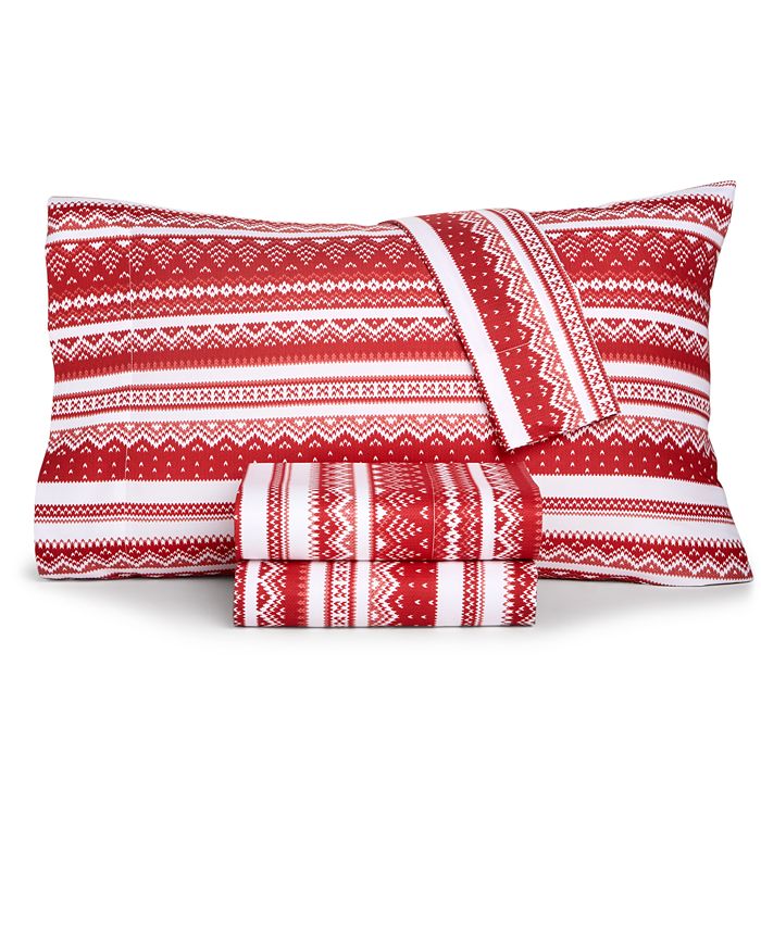 Home Design Holiday Printed Microfiber 2Pc. Sheet Set, Twin, Created for Macy's Macy's