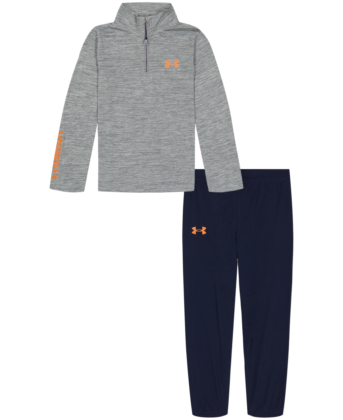 Under Armour Toddler Boys Branded Quarter Zip Twist Top And Joggers Set In Steel