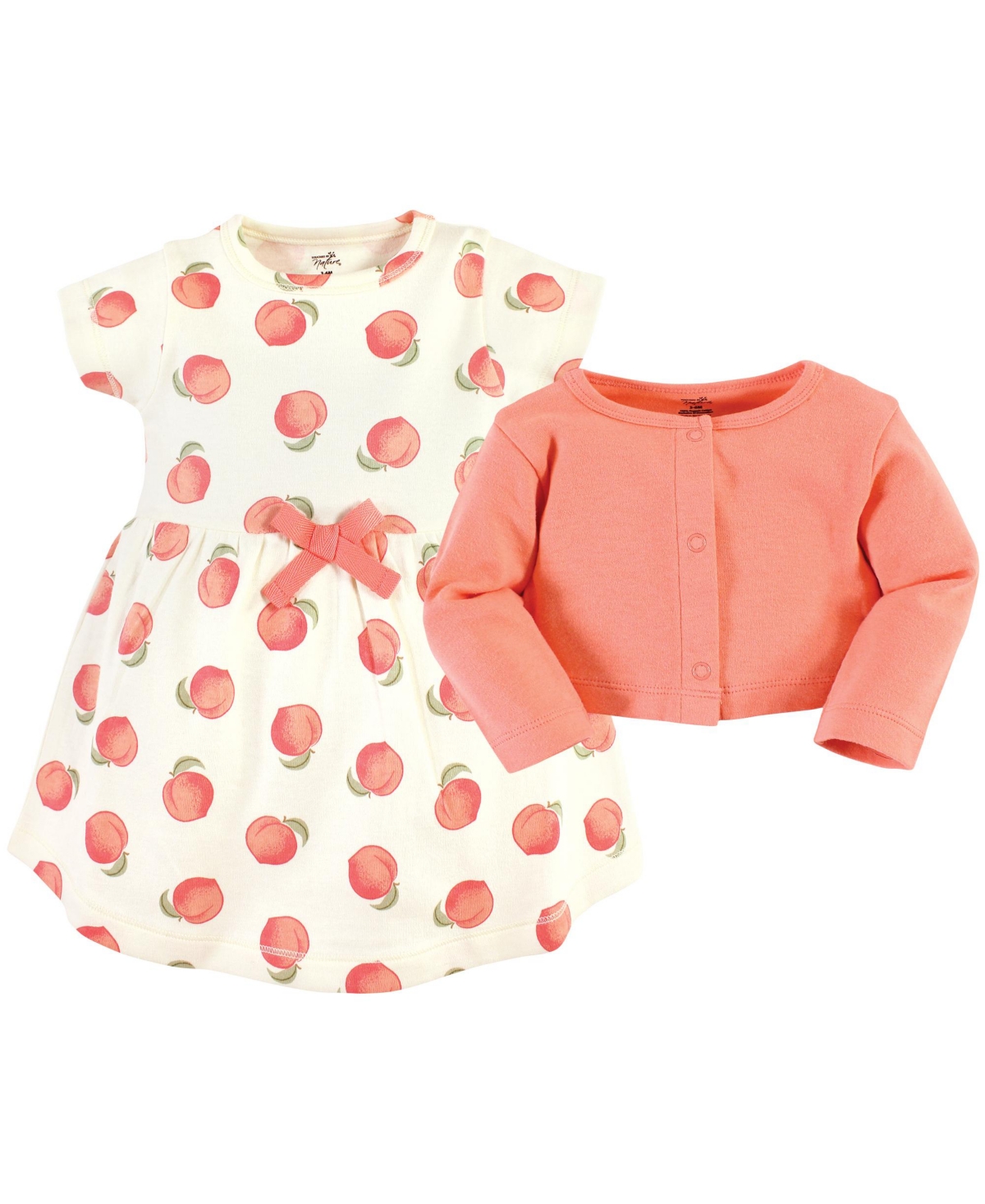 Touched by Nature Baby Girls Baby Organic Cotton Dress and Cardigan,- Peach