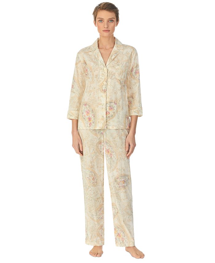 Lauren Ralph Lauren Women's 2-Pc. Notched-Collar Pajamas Set - Macy's