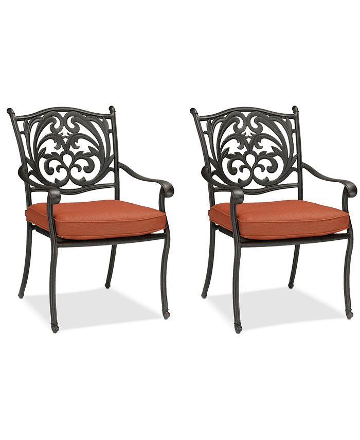 Furniture Set of 2 Chateau Cast Aluminum Outdoor Dining Chairs, Created ...