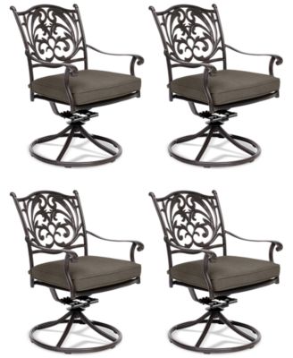 Agio - Set of 4 Chateau Aluminum Outdoor Dining Swivel Rockers with Outdoor Cushion, Created for Macy's