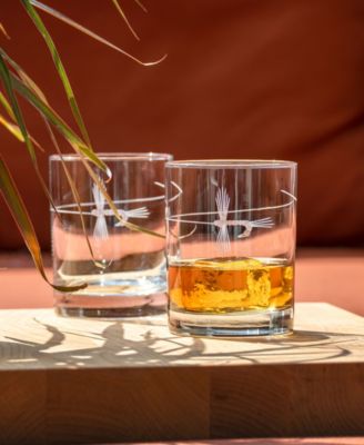 Fly Fishing Double Old Fashioned Glass 13oz - Set of 4 Glasses