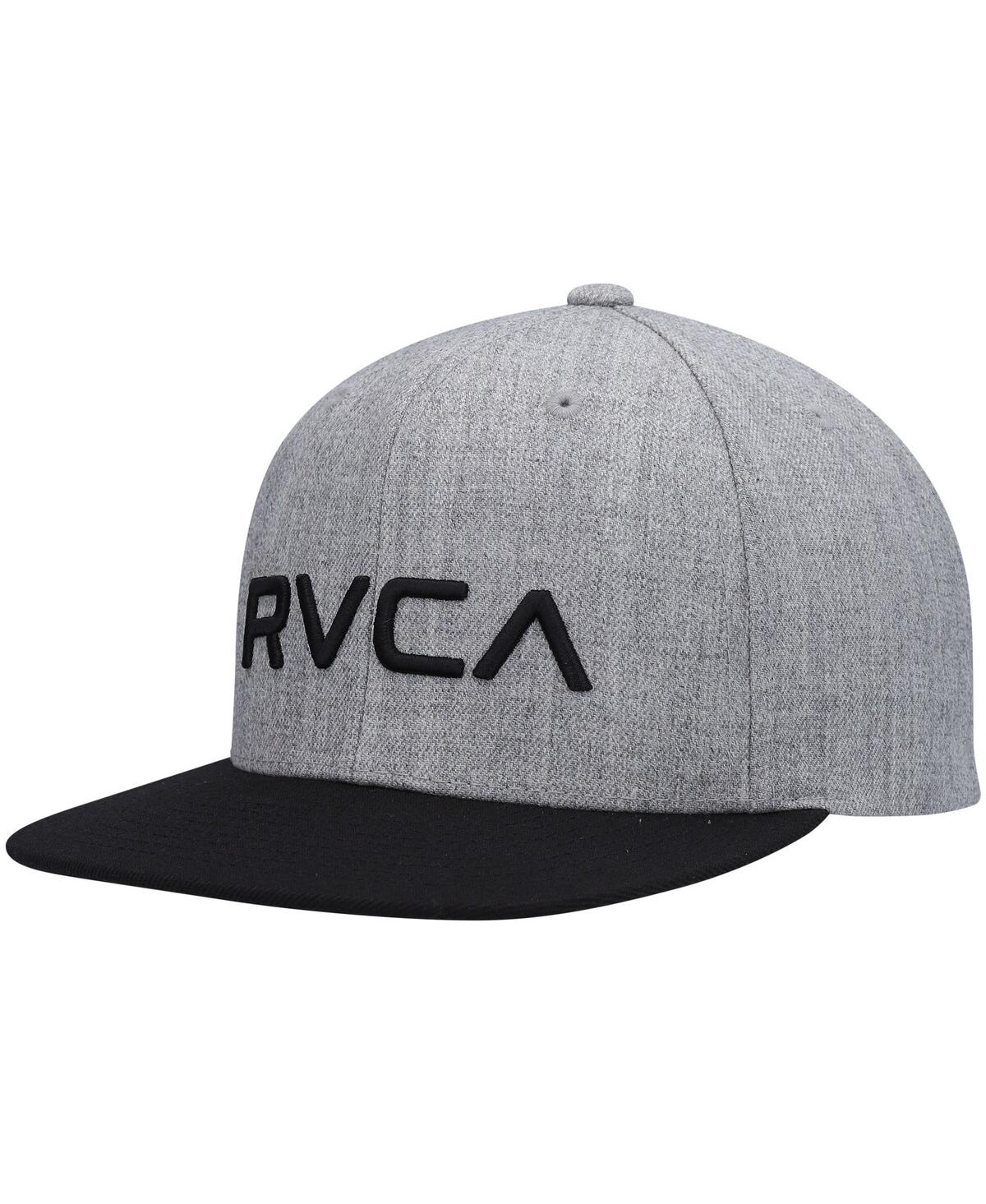 Shop Rvca Big Boys And Girls  Heathered Gray, Black Logo Twill Snapback Hat In Heathered Gray,black