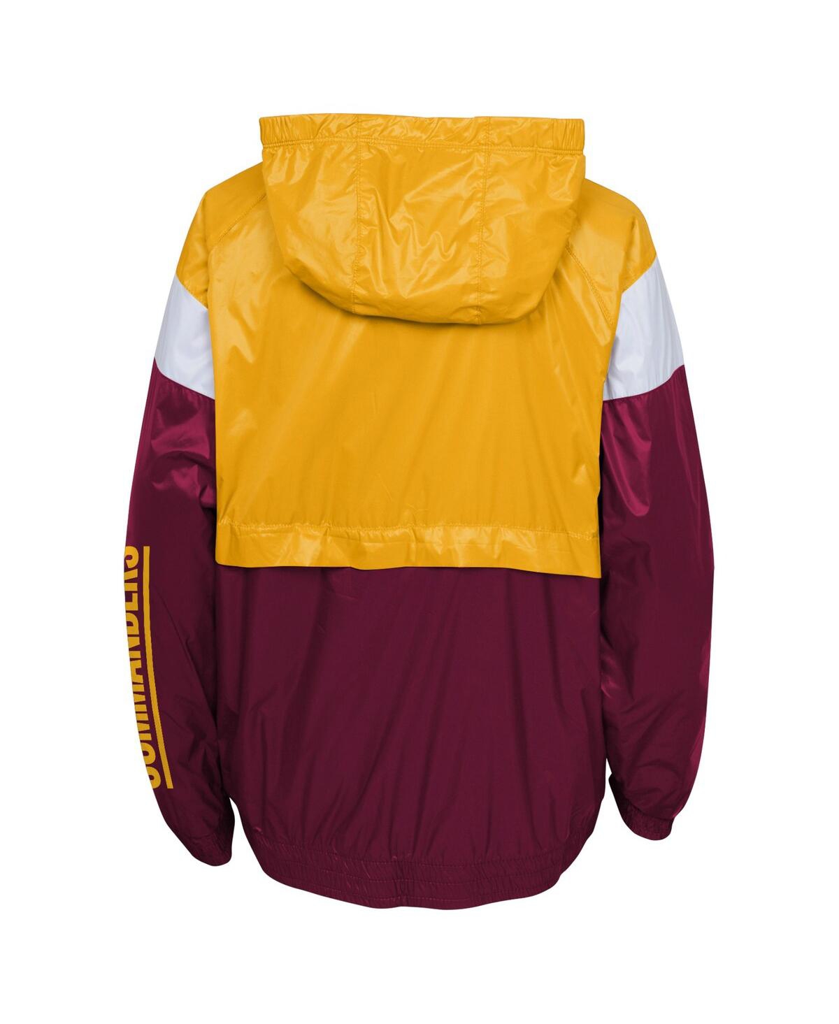 Shop Outerstuff Big Boys Gold, Burgundy Washington Commanders Goal Line Stance Full-zip Hoodie Windbreaker Jacket In Gold,burgundy