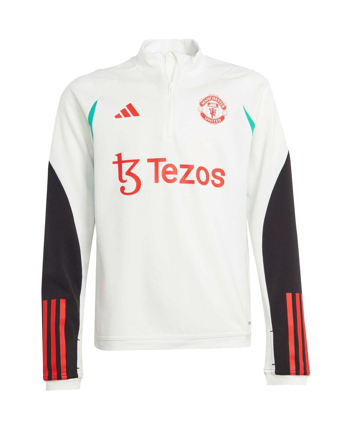 Shop Adidas Originals Big Boys And Girls Adidas White Manchester United 2023/24â Training Aeroready Quarter-zip Top