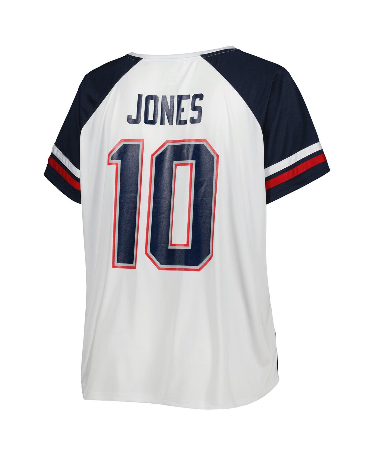 Shop Profile Women's Mac Jones White New England Patriots Plus Size Notch Neck T-shirt