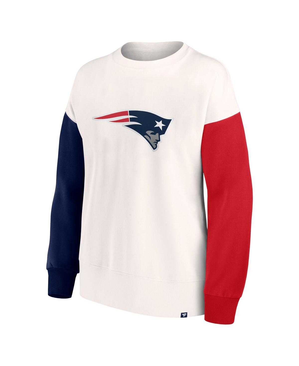 Fanatics Branded White New England Patriots Colorblock Primary Logo Pullover Sweatshirt In White