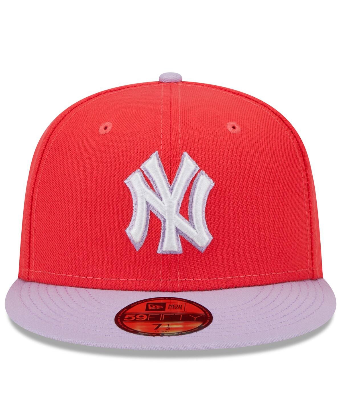 Shop New Era Men's  Red, Lavender New York Yankees Spring Color Two-tone 59fifty Fitted Hat In Red,lavender