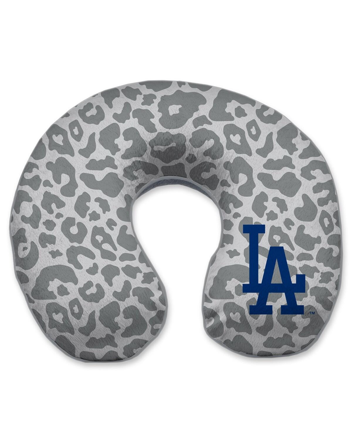 Pegasus Home Fashions Los Angeles Dodgers Cheetah Print Memory Foam Travel Pillow In Gray