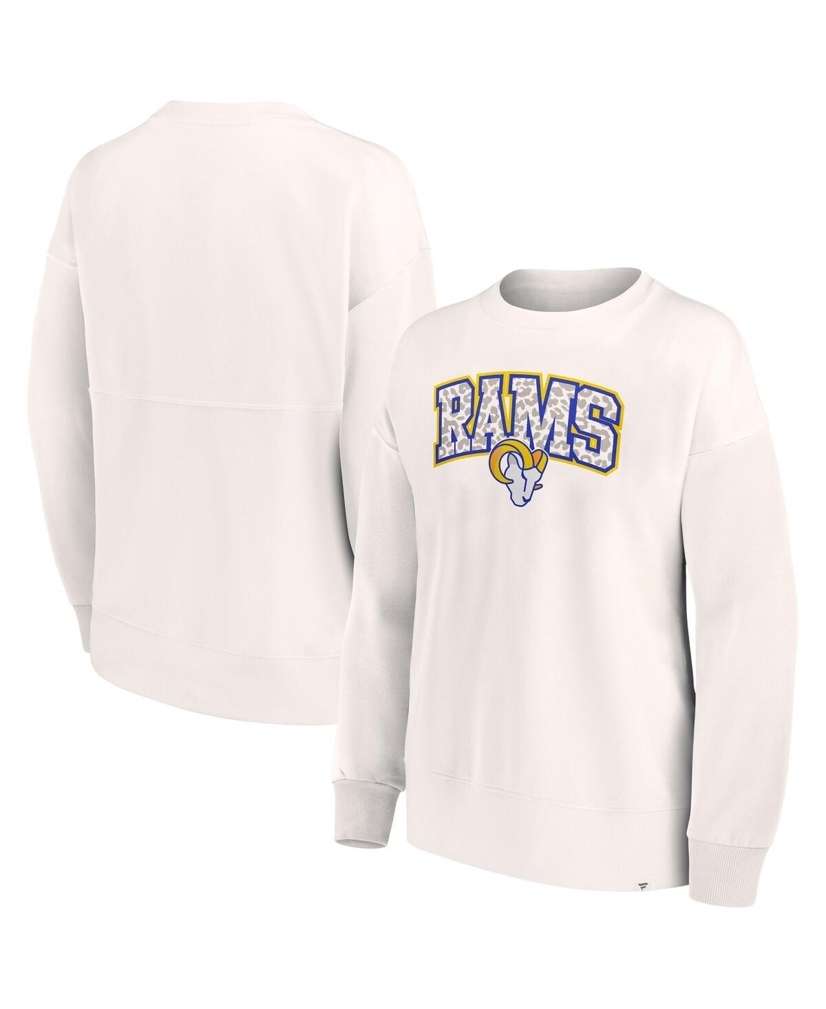 Fanatics Women's  White Los Angeles Rams Leopard Team Pullover Sweatshirt