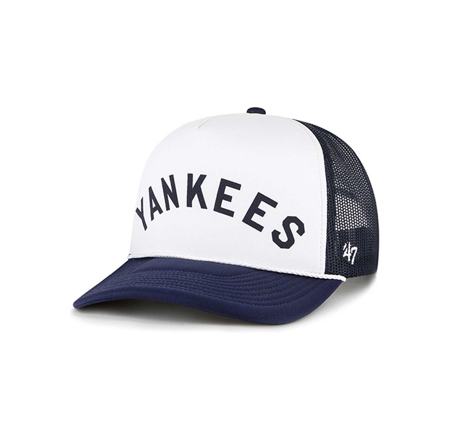 Men's White New York Yankees Foam Front Script Trucker Snapback Hat