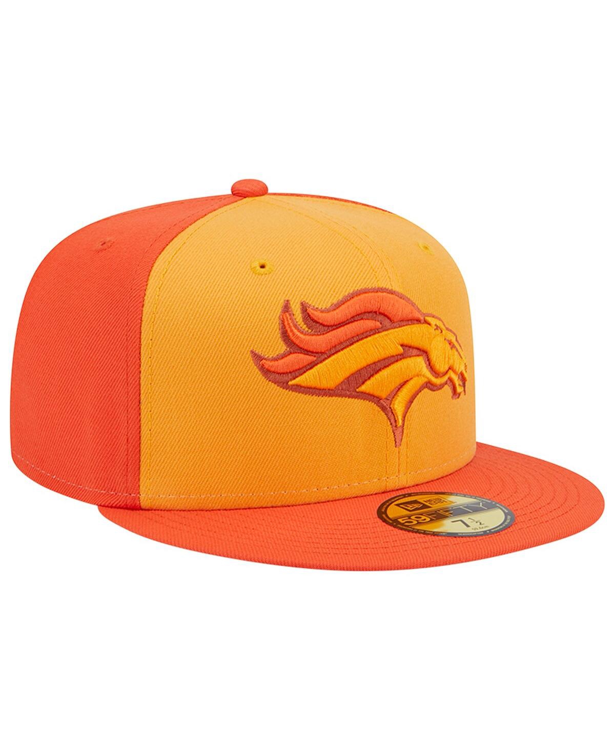 Shop New Era Men's  Orange Denver Broncos Tri-tone 59fifty Fitted Hat