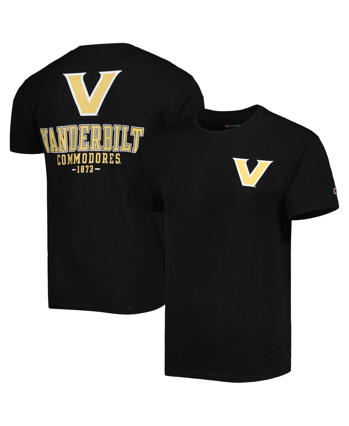 CHAMPION MEN'S CHAMPION BLACK VANDERBILT COMMODORES TEAM STACK 2-HIT T-SHIRT