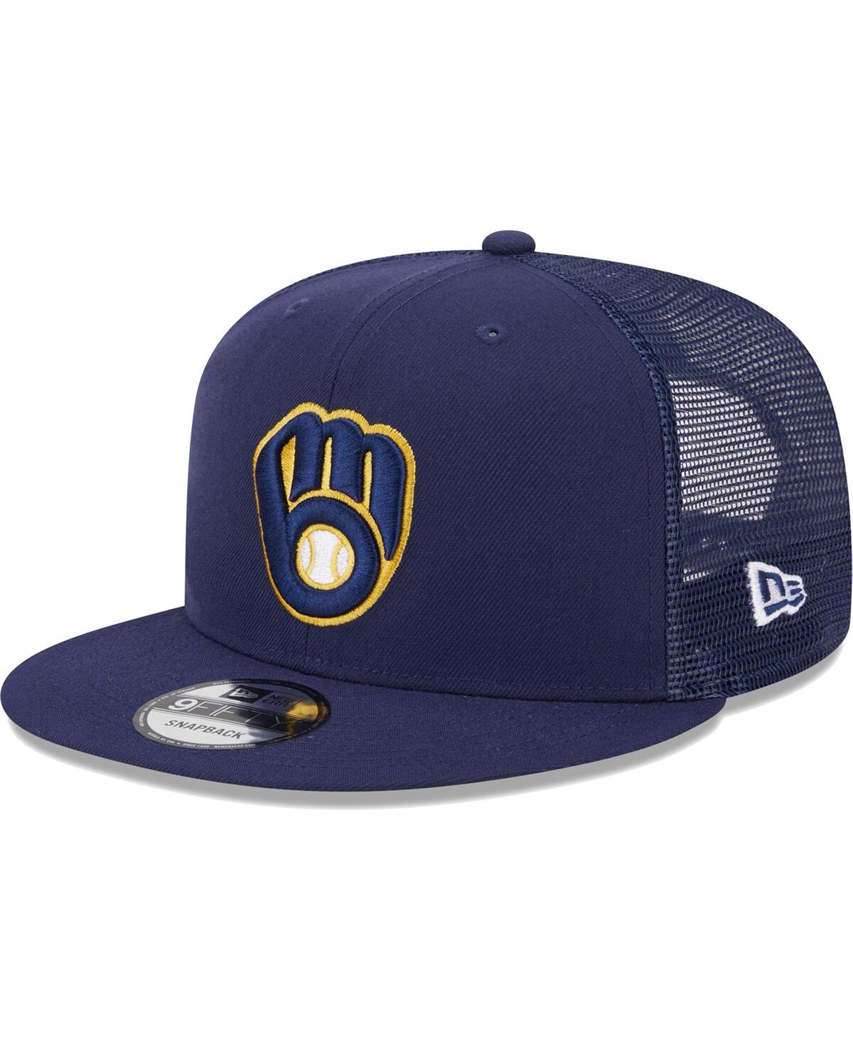 New Era Men's  Navy Milwaukee Brewers Team Color Trucker 9fifty Snapback Hat