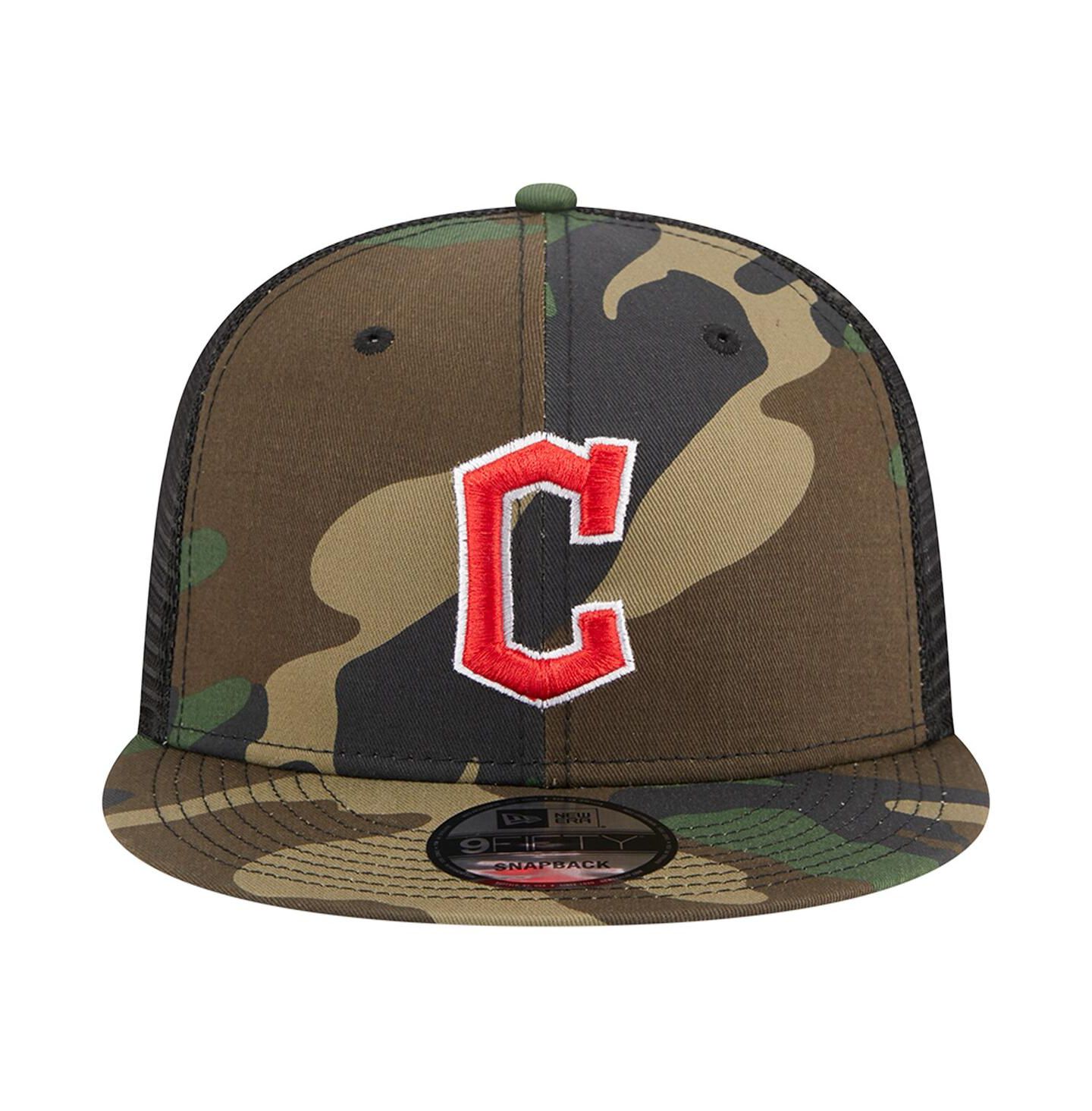 Мужская кепка New Era Camo Cleveland Guardians Woodland Camo Trucker 9FIFTY Snapback Hat — фото 3