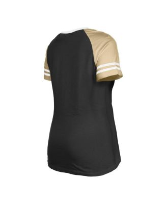 Women's Black New Orleans Saints Raglan Lace-Up T-shirt