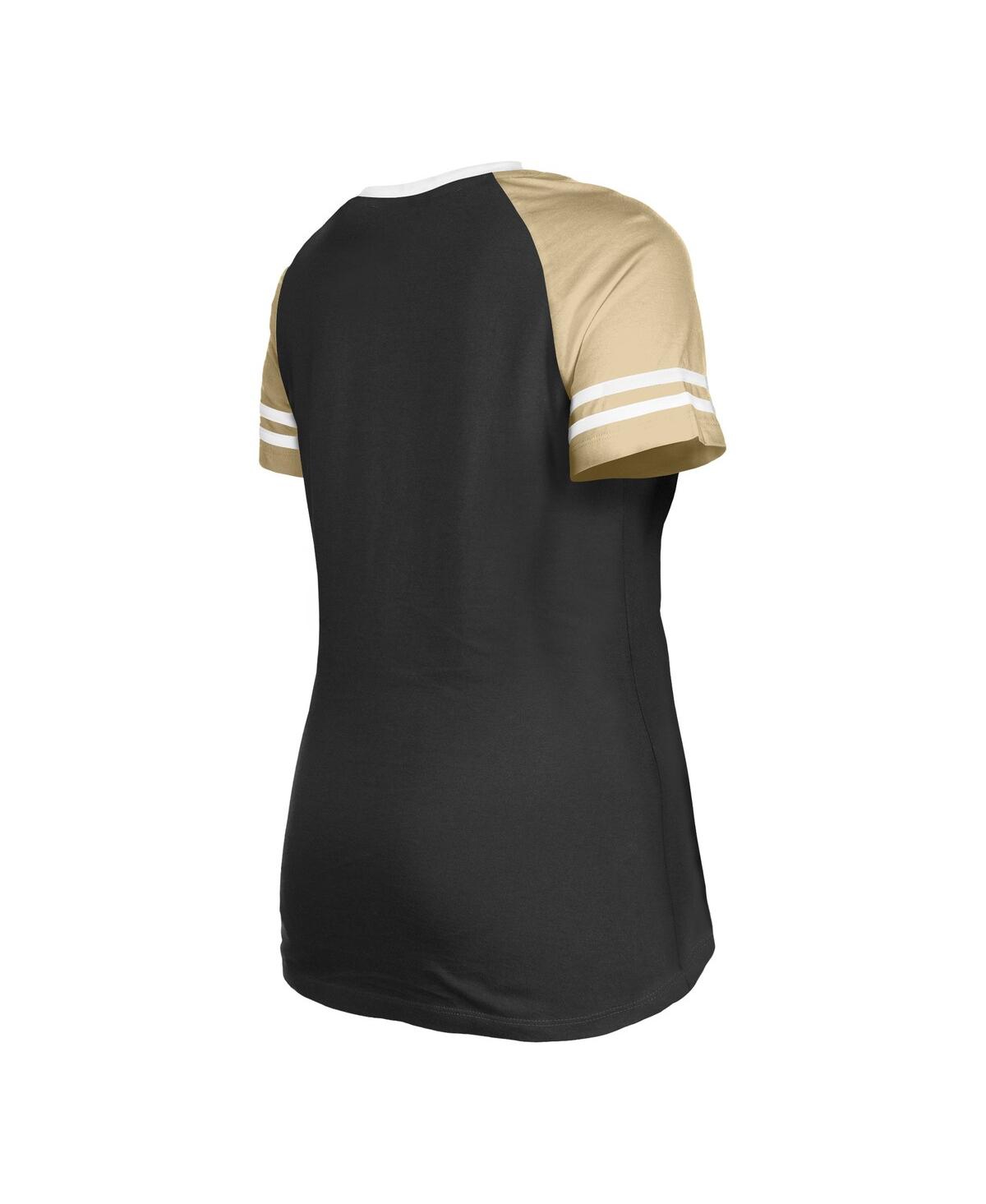 NEW ERA WOMEN'S NEW ERA BLACK NEW ORLEANS SAINTS RAGLAN LACE-UP T-SHIRT 