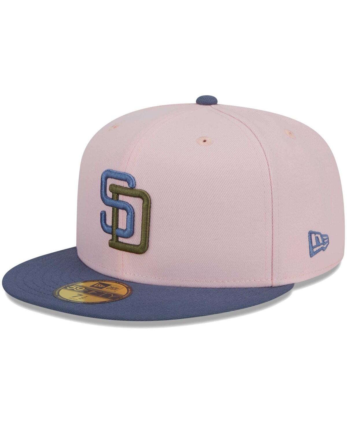 Shop New Era Men's  Pink, Blue San Diego Padres Olive Undervisor 59fifty Fitted Hat In Pink,blue