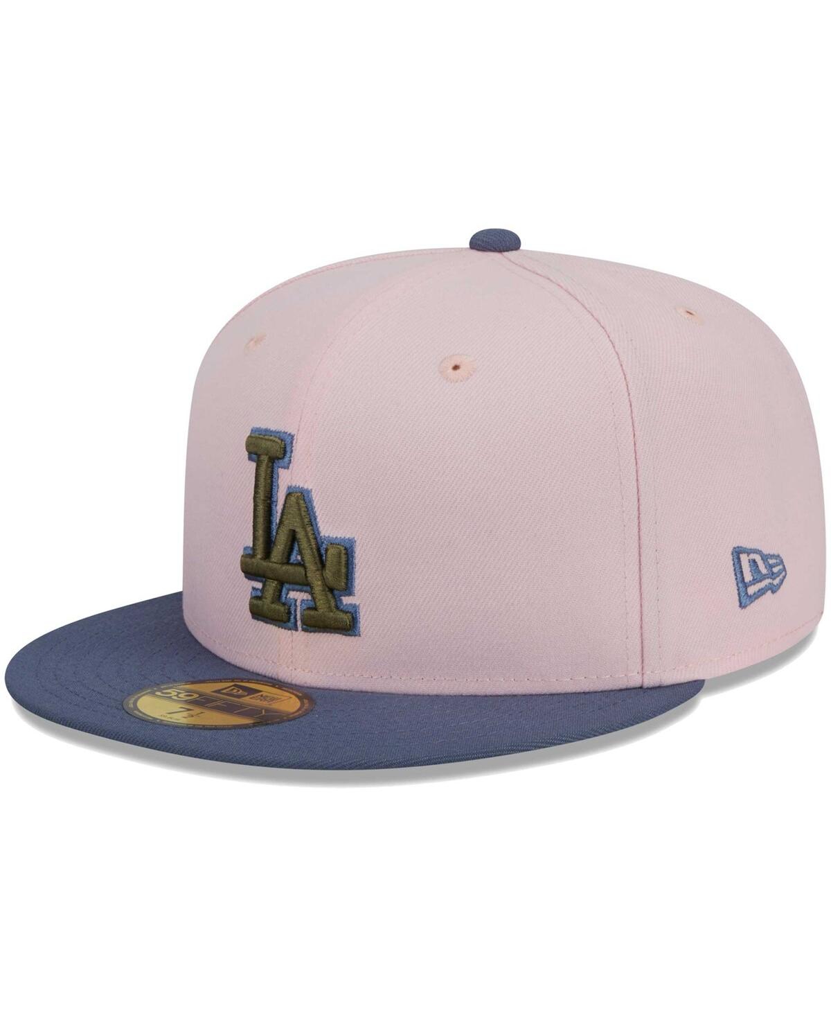 Shop New Era Men's  Pink, Blue Los Angeles Dodgers Olive Undervisor 59fifty Fitted Hat In Pink,blue