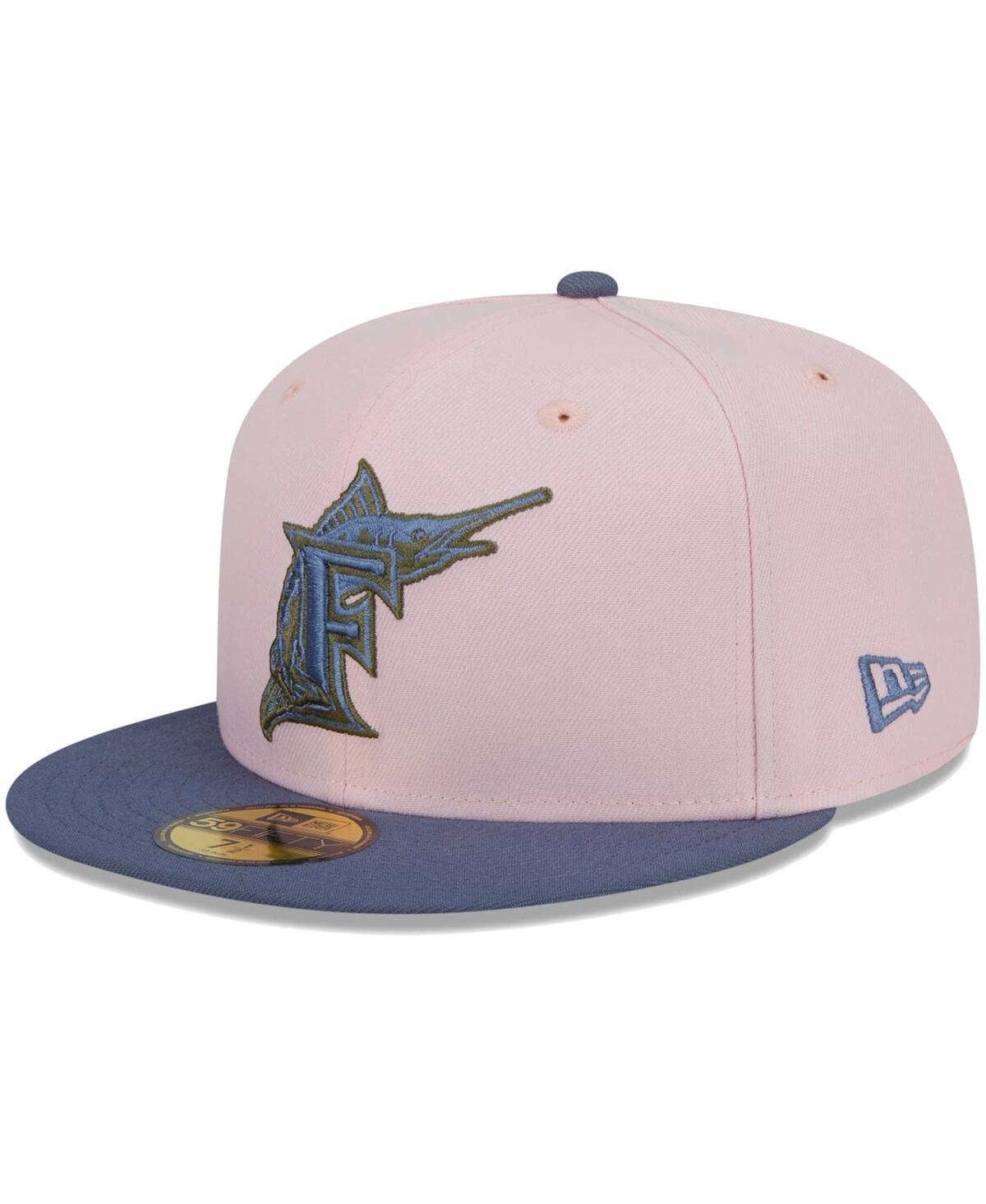 Men's New Era Blue Florida Marlins Cooperstown Collection Olive Undervisor 59FIFTY Fitted Hat - Blue