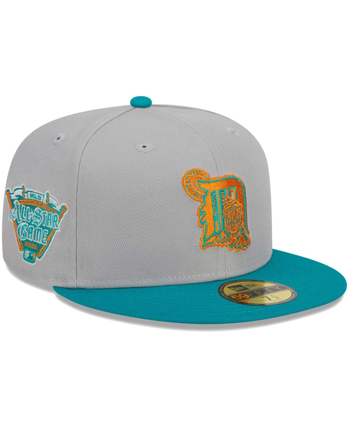 NEW ERA MEN'S NEW ERA GRAY, TEAL DETROIT TIGERS 59FIFTY FITTED HAT 