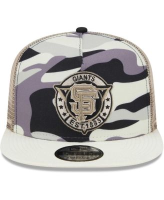 Men's White San Francisco Giants Chrome Camo A-Frame 9FIFTY Trucker Snapback Hat