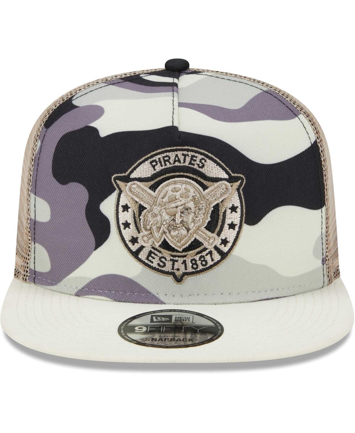 New Era Men's  White Pittsburgh Pirates Chrome Camo A-frame 9fifty Trucker Snapback Hat In White