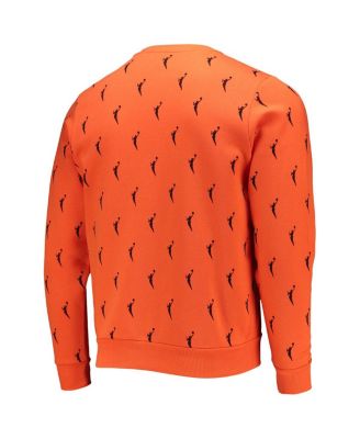 Men's and Women's Orange WNBA Logowoman All Over Logo Pullover Sweatshirt