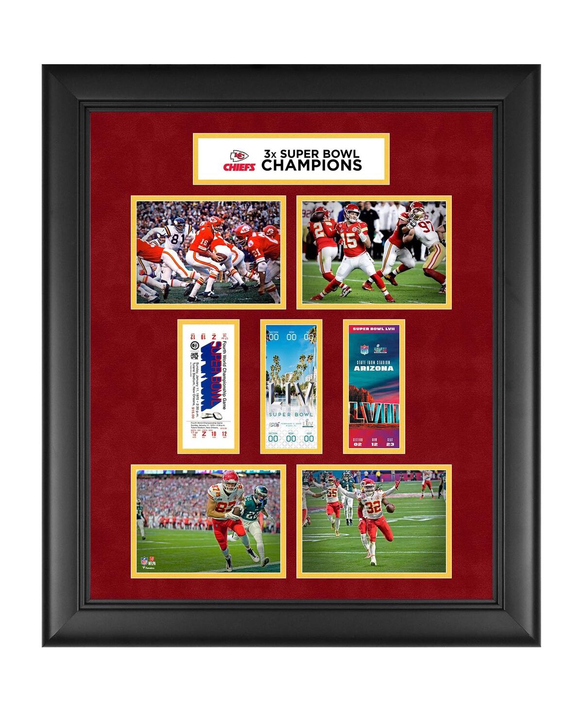 Fanatics Authentic Kansas City Chiefs Framed 20" X 24" Super Bowl Lvii Champions 3-time Ticket Collage In Multi
