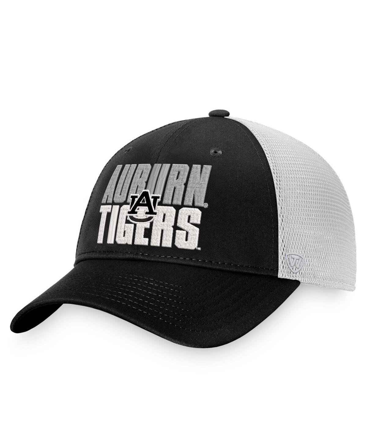 Shop Top Of The World Men's  Black, White Auburn Tigers Stockpile Trucker Snapback Hat In Black,white