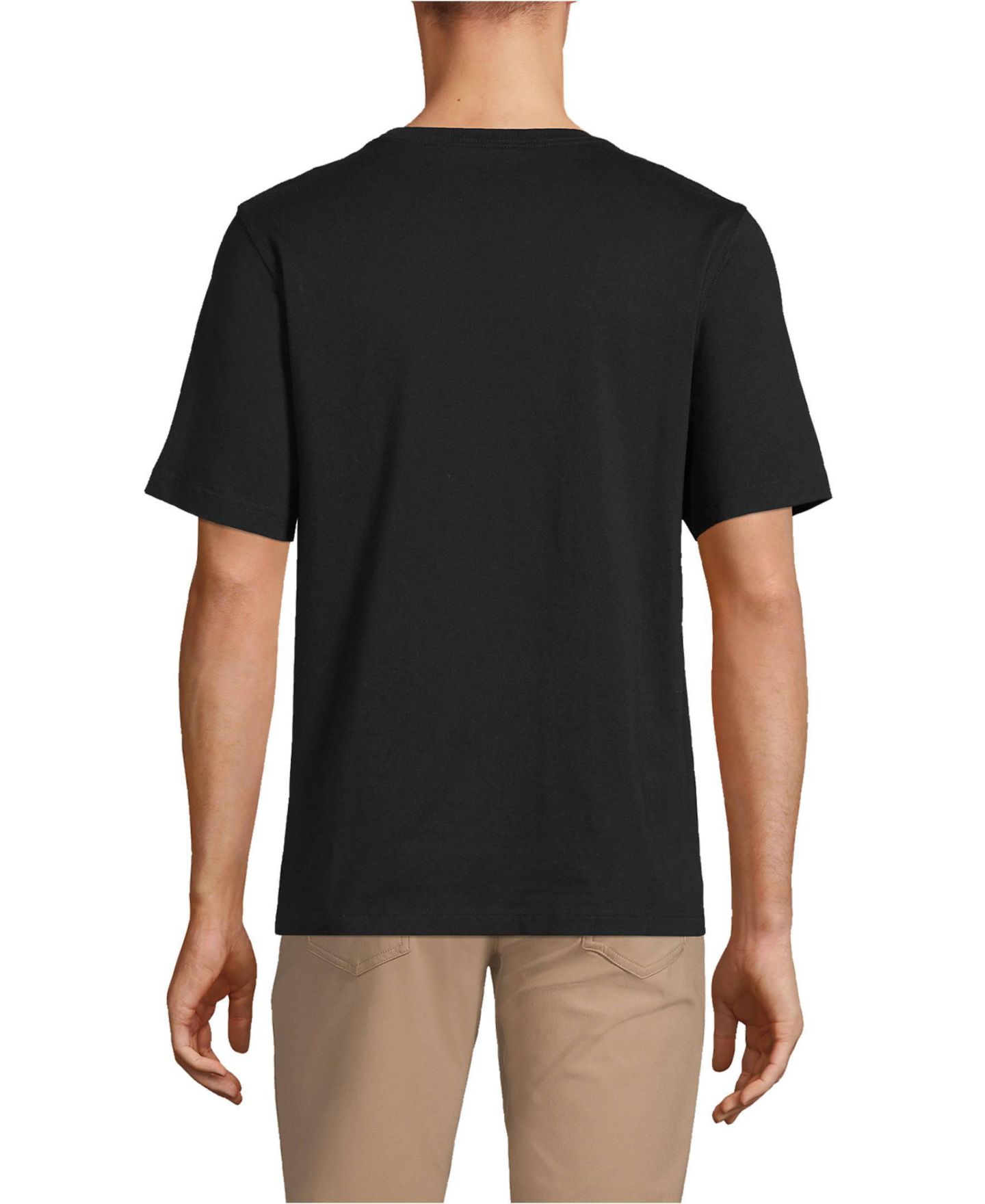 Мужская футболка Lands' End Super-T Short Sleeve T-Shirt with Pocket, цвет: Чёрный — фото 2