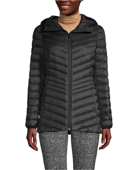 Женские куртки Lands' End Wanderweight Packable Down Hooded Long Jacket
