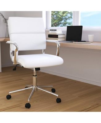 Mcentyre Ergonomic Swivel Office Chair Panel Style Mid-Back Computer Desk Chair With Padded Metal Arms & Base