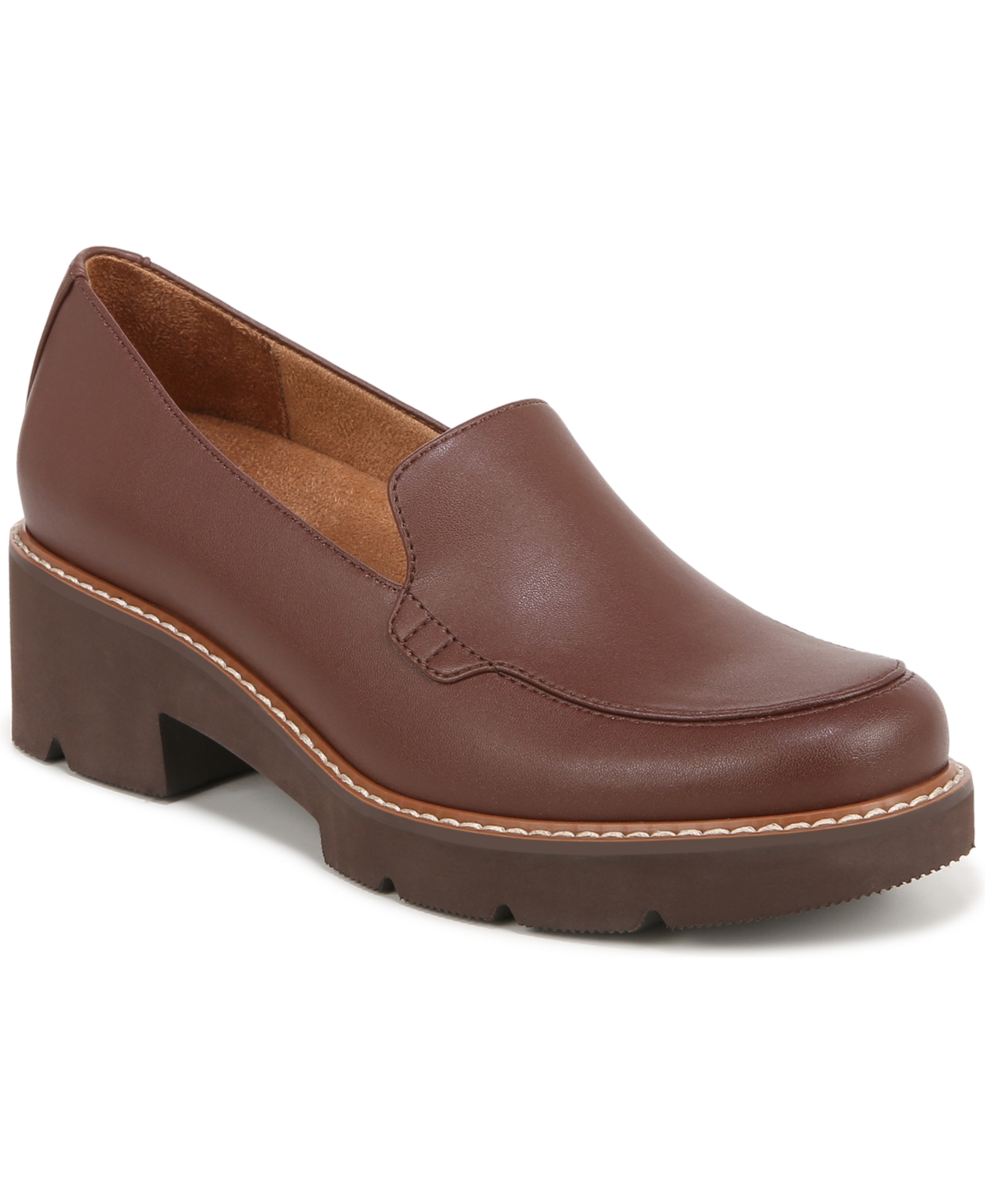 Cabaret Lug Sole Loafers - Cappuccino Brown Faux Leather