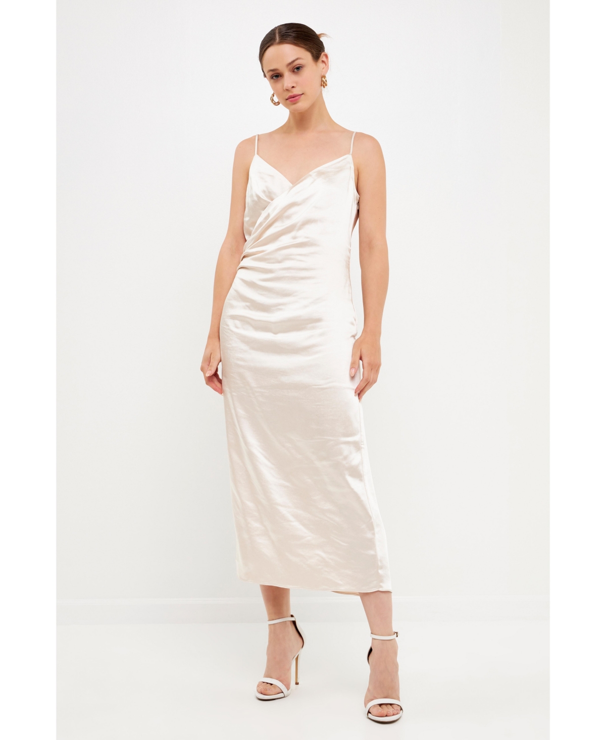 endless rose Women's Satin Wrap Midi Dress