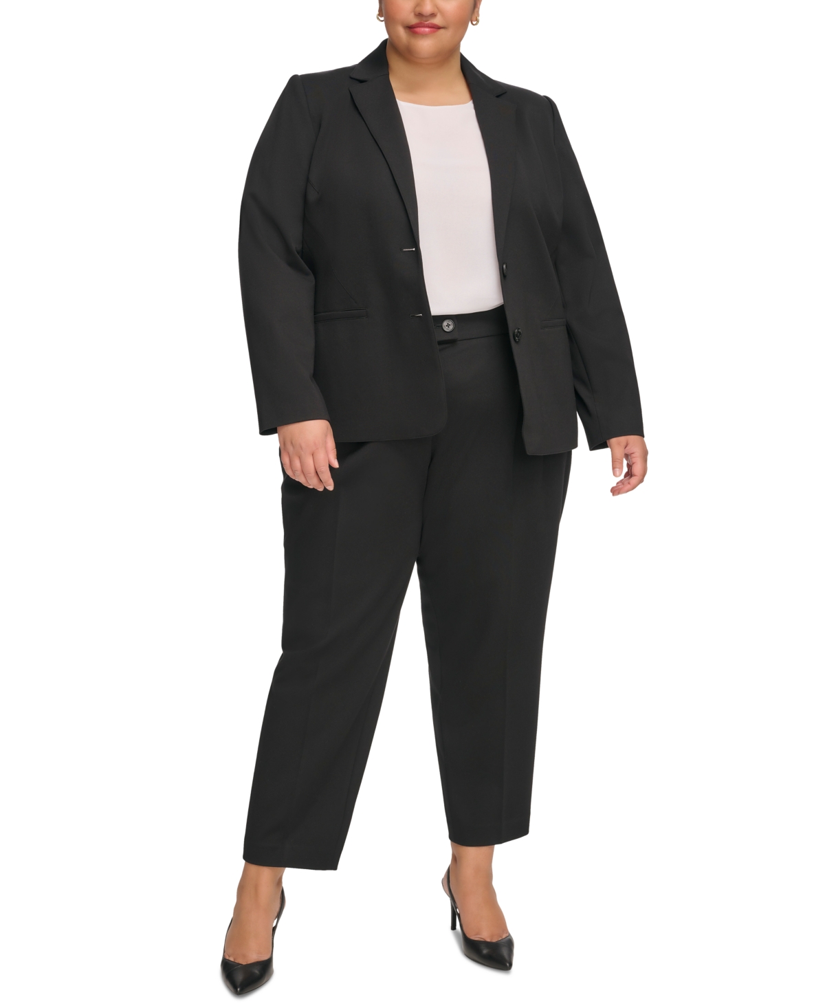 Calvin Klein Plus Size Notched-Collar Two-Button Jacket