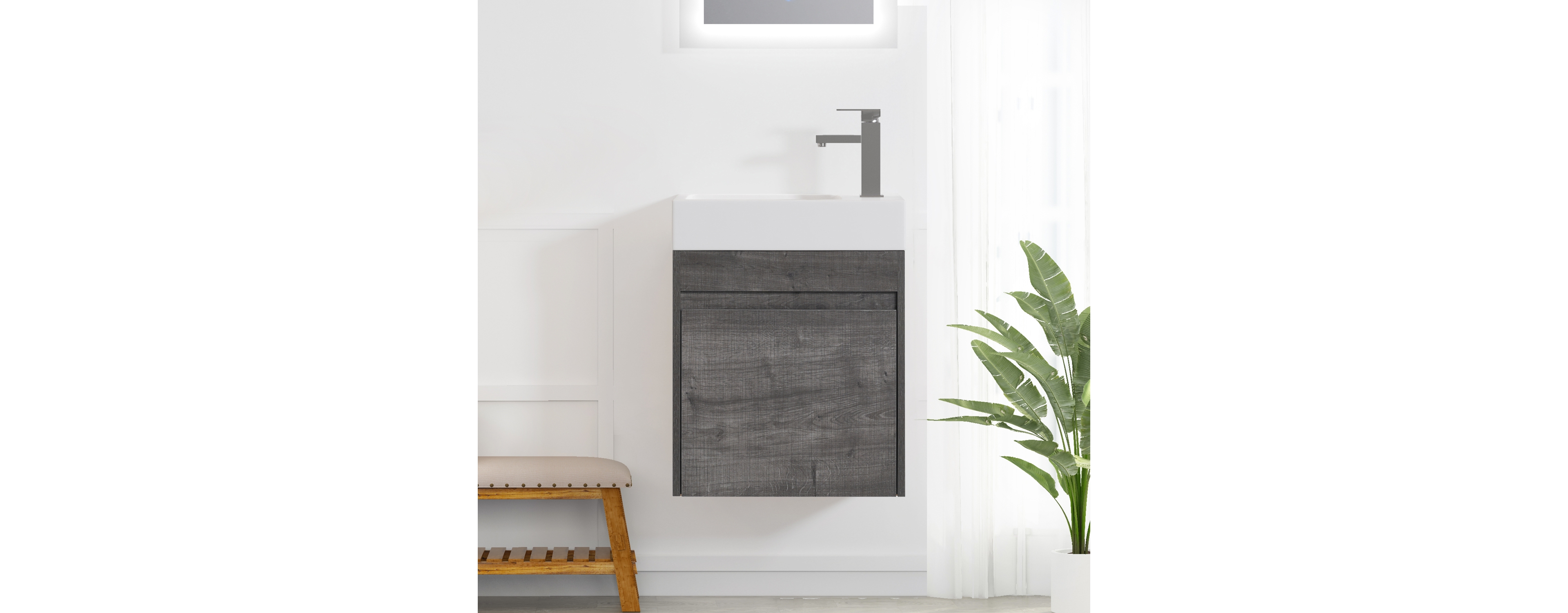 Simplie Fun 18" Floating Wall-Mounted Bathroom Vanity With Resin Sink & Soft-Close Cabinet Door