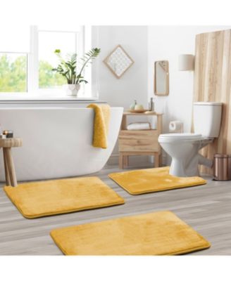 3 Piece Ultra Soft Non-Slip Plush Memory Foam Bath Rug Set - Small, Large & Contour