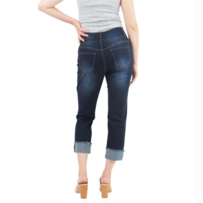 Women's Tummy Tuck Wide Cuff Straight Cropped Jeans