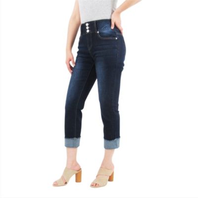 Women's Tummy Tuck Wide Cuff Straight Cropped Jeans