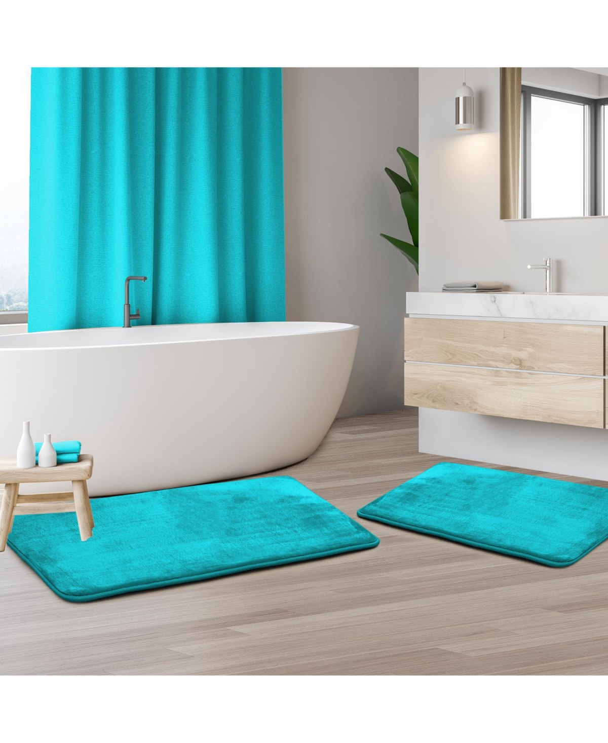 Piece Ultra Soft Non-Slip Plush Memory Foam Bath Rug Set - Small & Large