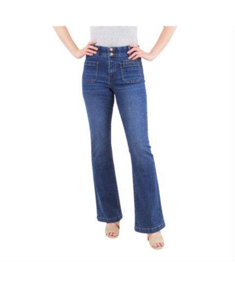 Женские джинсы Indigo Poppy Tummy Control Bootcut Jeans with Classic Pockets and back design, цвет: Средняя варка