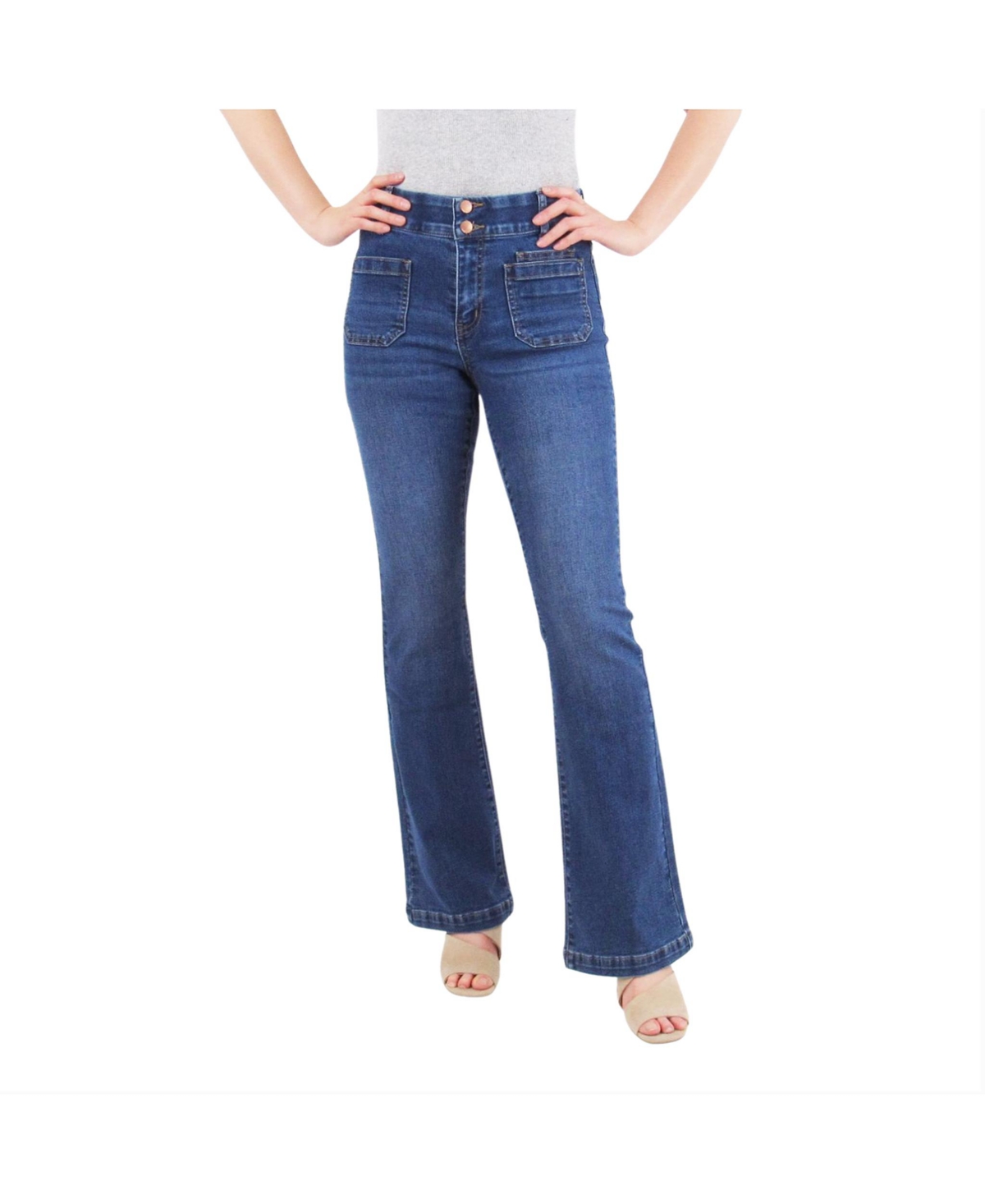 Women's Women Tummy Control Bootcut Jeans with Classic Pockets and back design - Medium wash