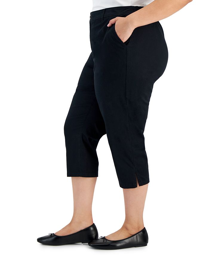 Rekucci Women's Pull-On Straight Leg Capri Pants – Tummy Control Waistband, Hidden Pocket, Stretch Comfort Fit