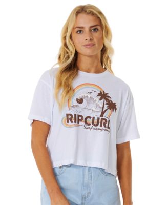 Rip Curl - Juniors' Rainbow Waves Cropped Cotton T-Shirt