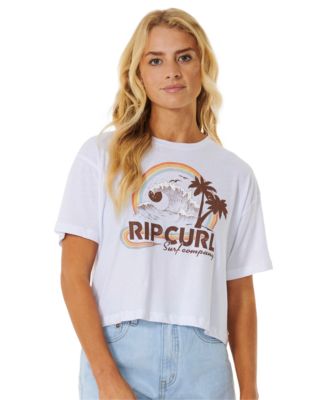 Rip Curl Juniors' Rainbow Waves Cropped Cotton T-Shirt - Macy's