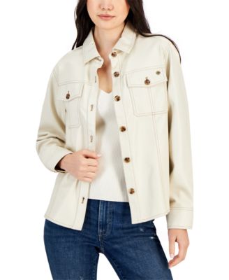 Tommy Hilfiger - Women's Faux-Leather Trucker Shacket