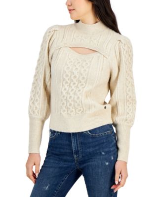 Tommy Hilfiger - Women's Mock-Neck Cutout Cable Sweater